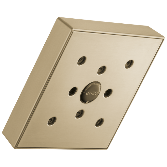 Brizo Essential Shower 87380 5” Linear Square H20Kinetic Single Function Wall Mount Showerhead, luxe gold