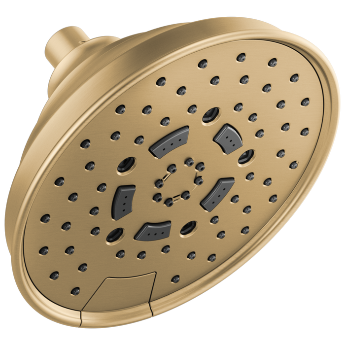 Brizo Essential Shower 87495 7" Classic Round H2Okinetic Multi-Function Wall Mount Shower Head - 2.5 GPM, luxe gold