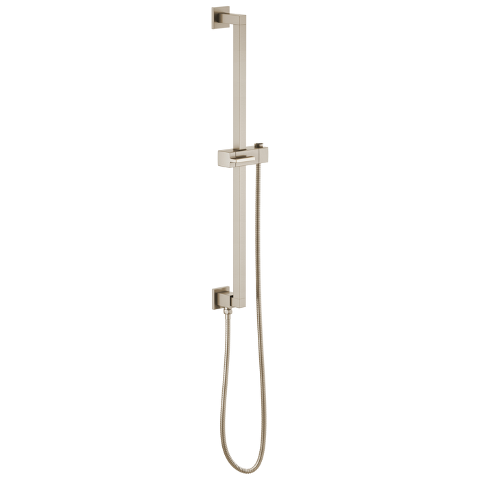 Brizo Essential Shower 74799 Linear Square Slide Bar With Hose, brushed nickel