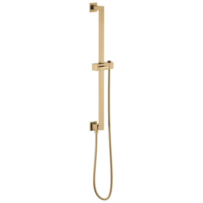 Brizo Essential Shower 74799 Linear Square Slide Bar With Hose, luxe gold