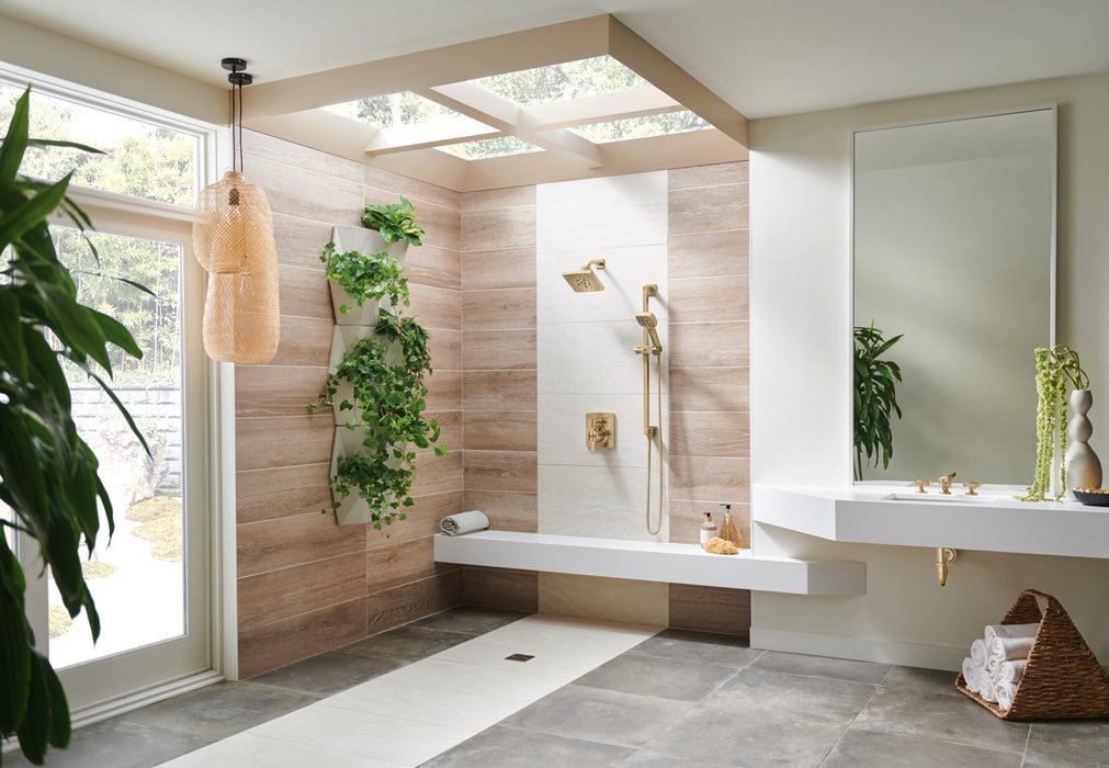 Brizo Essential Shower 74799 Linear Square Slide Bar With Hose, luxe gold - view 2