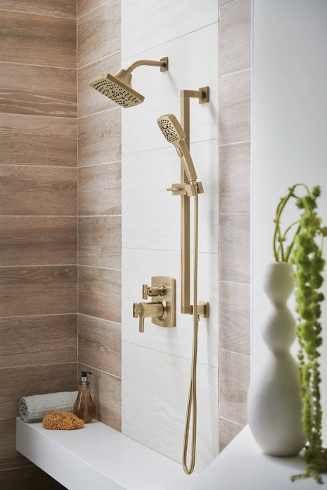 Brizo Essential Shower 74799 Linear Square Slide Bar With Hose, luxe gold - view 3