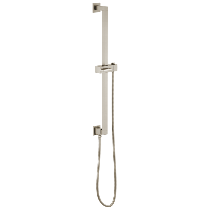 Brizo Essential Shower 74799 Linear Square Slide Bar With Hose, luxe nickel