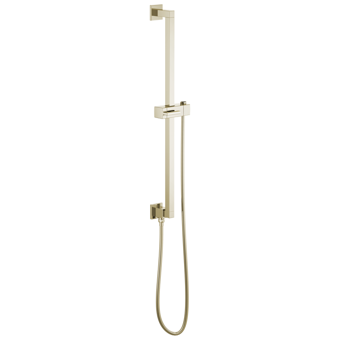 Brizo Essential Shower 74799 Linear Square Slide Bar With Hose, polished nickel