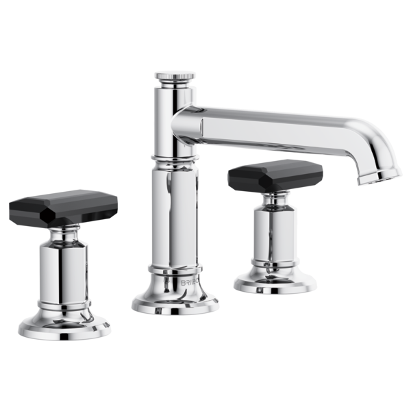 Brizo Invari HK5376 Widespread Lavatory Black Crystal Knob Handle Kit, polished chrome black crystal - view 3