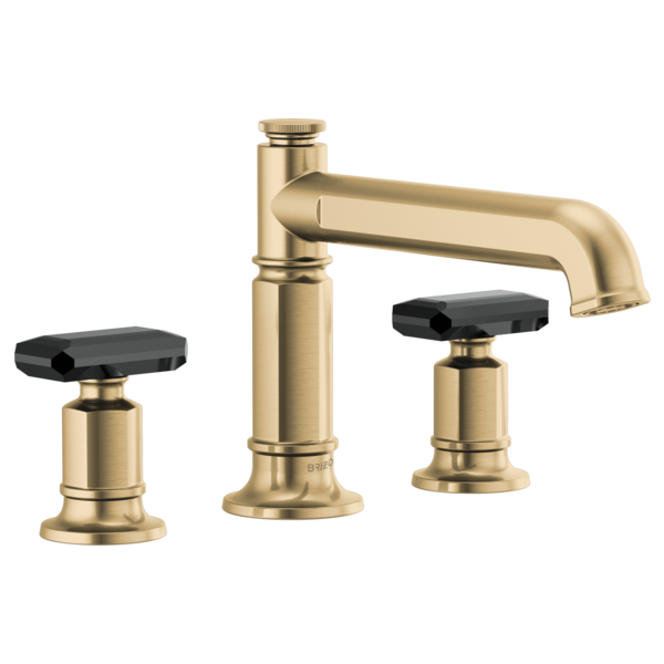 Brizo Invari HK676 Roman Tub Faucet Black Crystal Knob Handle Kit, luxe gold black crystal - view 2