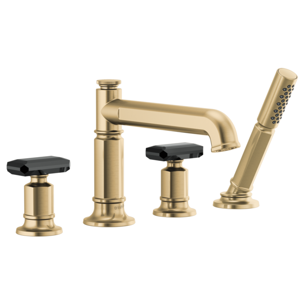 Brizo Invari HK676 Roman Tub Faucet Black Crystal Knob Handle Kit, luxe gold black crystal - view 3