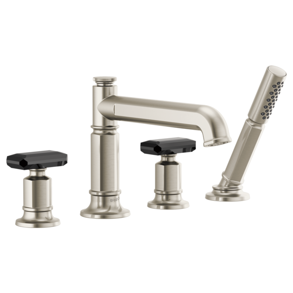 Brizo Invari HK676 Roman Tub Faucet Black Crystal Knob Handle Kit, luxe nickel black crystal - view 3