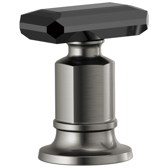 Brizo Invari HK676 Roman Tub Faucet Black Crystal Knob Handle Kit, luxe steel black crystal