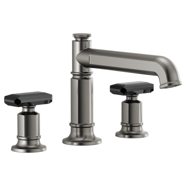 Brizo Invari HK676 Roman Tub Faucet Black Crystal Knob Handle Kit, luxe steel black crystal - view 2