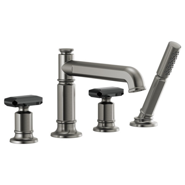 Brizo Invari HK676 Roman Tub Faucet Black Crystal Knob Handle Kit, luxe steel black crystal - view 3