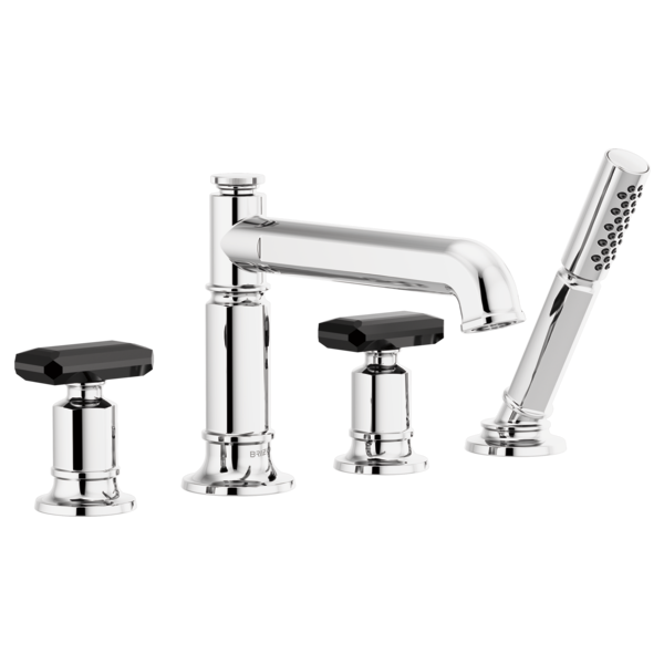 Brizo Invari HK676 Roman Tub Faucet Black Crystal Knob Handle Kit, polished chrome black crystal - view 3