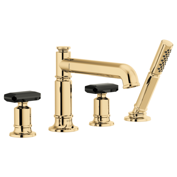 Brizo Invari HK676 Roman Tub Faucet Black Crystal Knob Handle Kit, polished gold black crystal - view 3