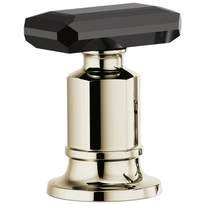 Brizo Invari HK676 Roman Tub Faucet Black Crystal Knob Handle Kit, polished nickel
