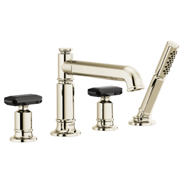 Brizo Invari HK676 Roman Tub Faucet Black Crystal Knob Handle Kit, polished nickel - view 3