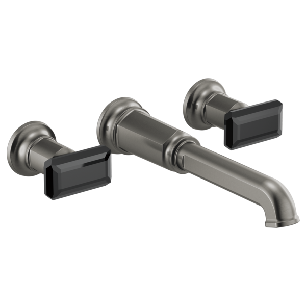 Brizo Invari HK70476 Two-Handle Wall Mount Tub Filler Black Crystal Knob Handle Kit, luxe steel black crystal - view 2