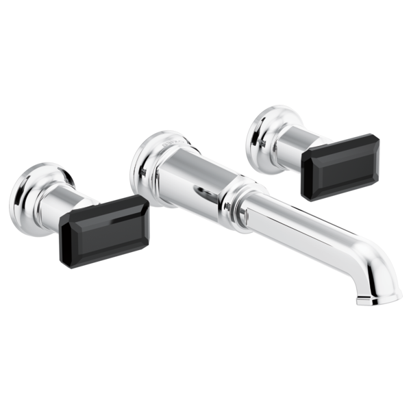 Brizo Invari HK70476 Two-Handle Wall Mount Tub Filler Black Crystal Knob Handle Kit, polished chrome black crystal - view 2