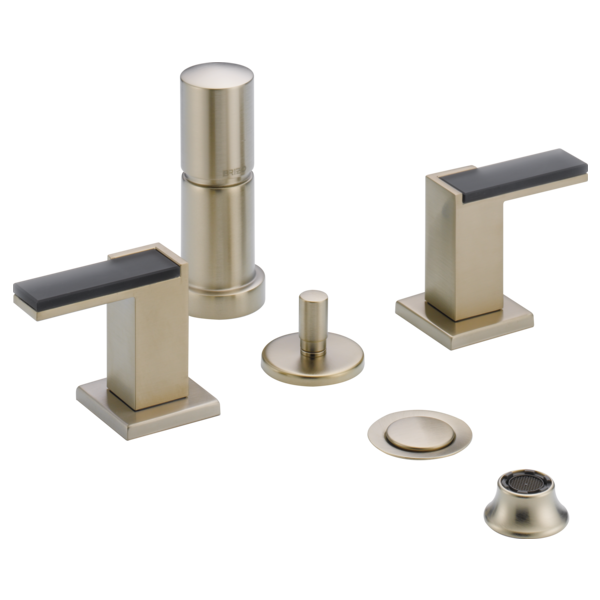 Brizo Siderna HL5382 Widespread Lavatory and Bidet Solar Gray Glass Lever Handle Kit, brushed nickel - view 2