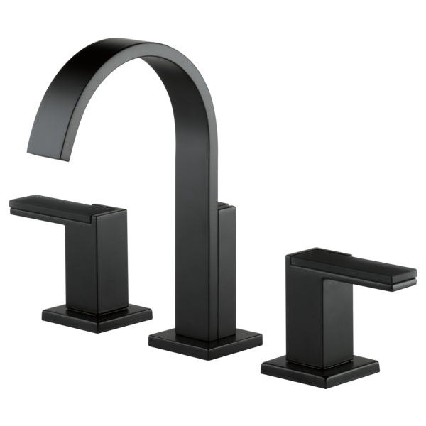 Brizo Siderna HL5382 Widespread Lavatory and Bidet Solar Gray Glass Lever Handle Kit, matte black - view 4
