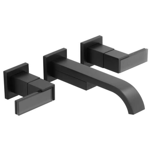 Brizo Siderna HL5882 Wall Mount Lavatory Solar Gray Glass Lever Handle Kit, matte black - view 3