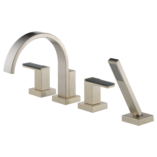 Brizo Siderna HL682 Roman Tub Faucet Solar Gray Glass Lever Handle Kit, brushed nickel - view 2