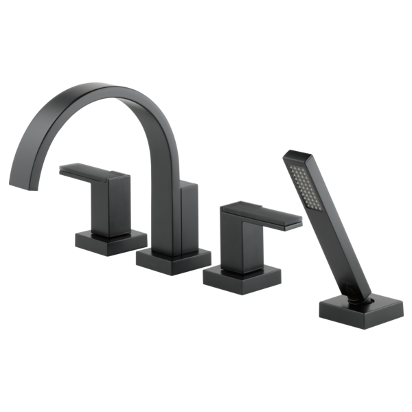 Brizo Siderna HL682 Roman Tub Faucet Solar Gray Glass Lever Handle Kit, matte black - view 2