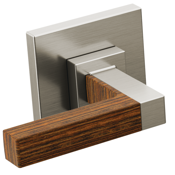 Brizo Frank Lloyd Wright HL70422 Two-Handle Wall Mount Tub Filler Lever Handle Kit, luxe nickel teak wood