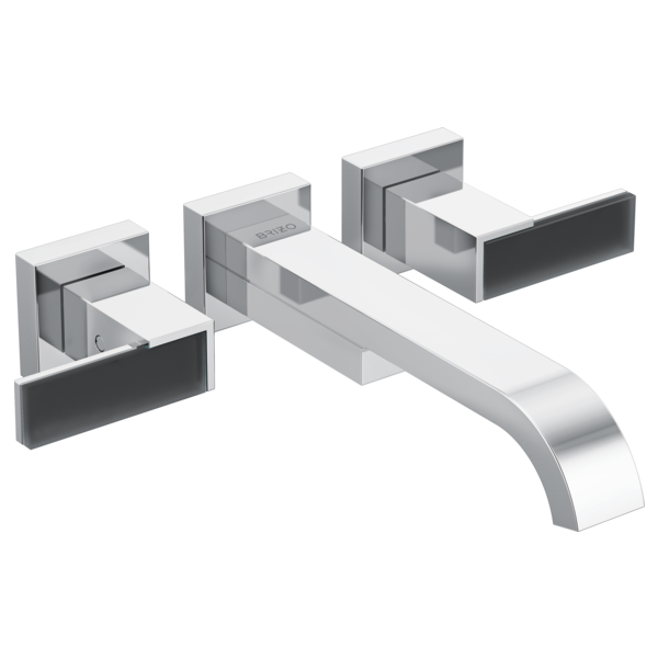 Brizo Siderna HL70482 Two-Handle Wall Mount Tub Filler Solar Gray Glass Lever Handle Kit, chrome - view 2