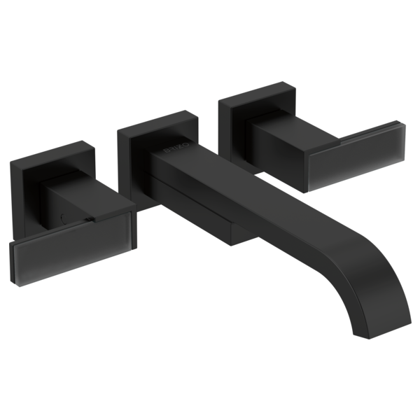 Brizo Siderna HL70482 Two-Handle Wall Mount Tub Filler Solar Gray Glass Lever Handle Kit, matte black - view 2