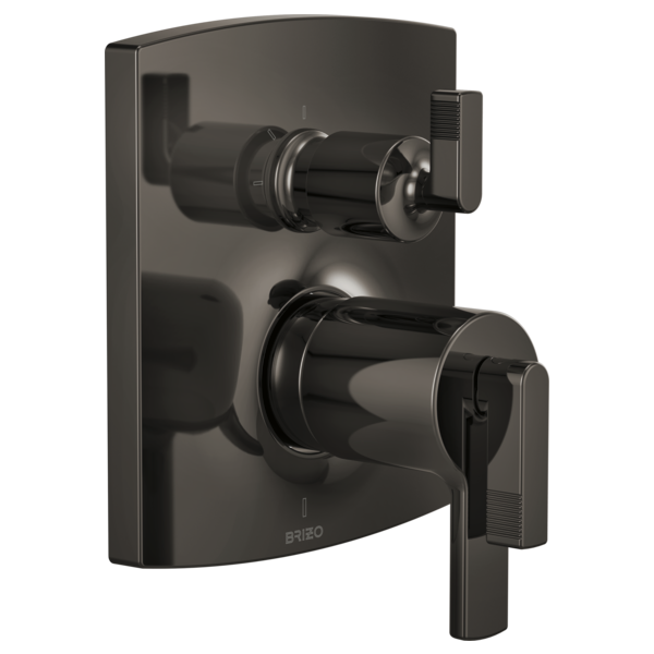Brizo Kintsu HL7506 TempAssure Thermostatic Valve with Integrated Diverter Trim Lever Handle Kit, brilliance black onyx -...
