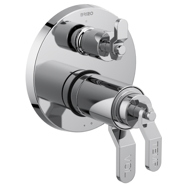 Brizo Litze HL7534 TempAssure Thermostatic Valve With Integrated Diverter Industrial Lever Handle Kit, chrome - view 3