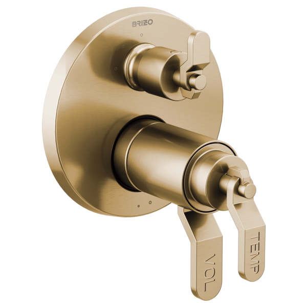 Brizo Litze HL7534 TempAssure Thermostatic Valve With Integrated Diverter Industrial Lever Handle Kit, luxe gold - view 3