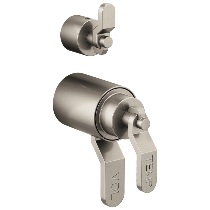 Brizo Litze HL7534 TempAssure Thermostatic Valve With Integrated Diverter Industrial Lever Handle Kit, luxe nickel