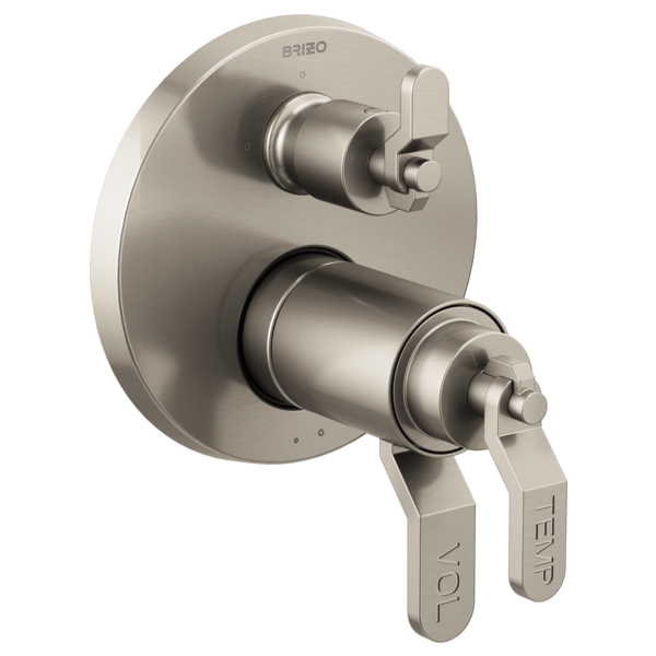 Brizo Litze HL7534 TempAssure Thermostatic Valve With Integrated Diverter Industrial Lever Handle Kit, luxe nickel - view 3