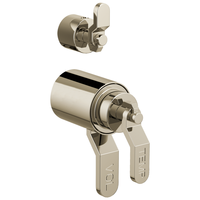 Brizo Litze HL7534 TempAssure Thermostatic Valve With Integrated Diverter Industrial Lever Handle Kit, polished nickel