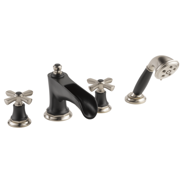 Brizo Rook HX661 Roman Tub Faucet Cross Handle Kit, luxe nickel matte black - view 2