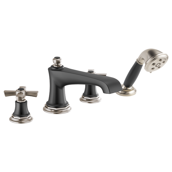 Brizo Rook HX661 Roman Tub Faucet Cross Handle Kit, luxe nickel matte black - view 5