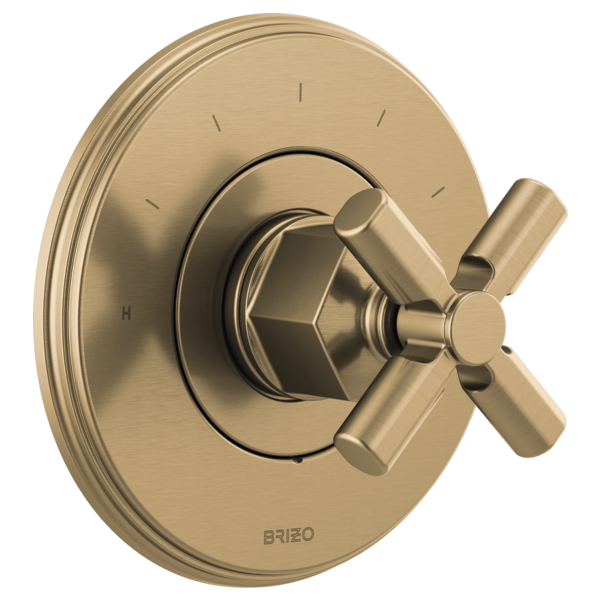 Brizo Invari HX6676 Sensori Thermostatic Valve Trim Cross Handle Kit, luxe gold - view 2