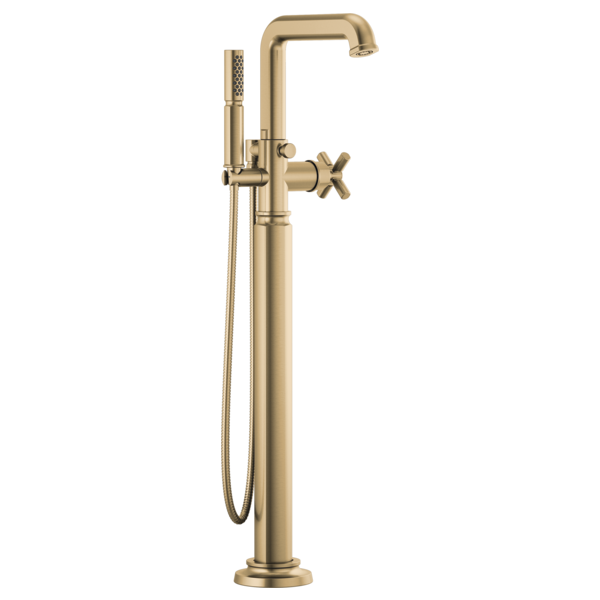 Brizo Invari HX7076 Single-Handle Floor Mount Tub Filler Cross Handle Kit, luxe gold - view 2