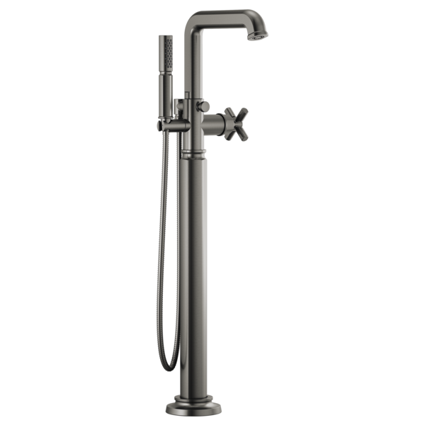 Brizo Invari HX7076 Single-Handle Floor Mount Tub Filler Cross Handle Kit, luxe steel - view 2