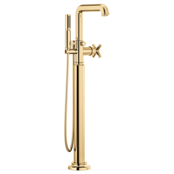 Brizo Invari HX7076 Single-Handle Floor Mount Tub Filler Cross Handle Kit, polished gold - view 2
