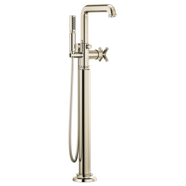 Brizo Invari HX7076 Single-Handle Floor Mount Tub Filler Cross Handle Kit, polished nickel - view 2