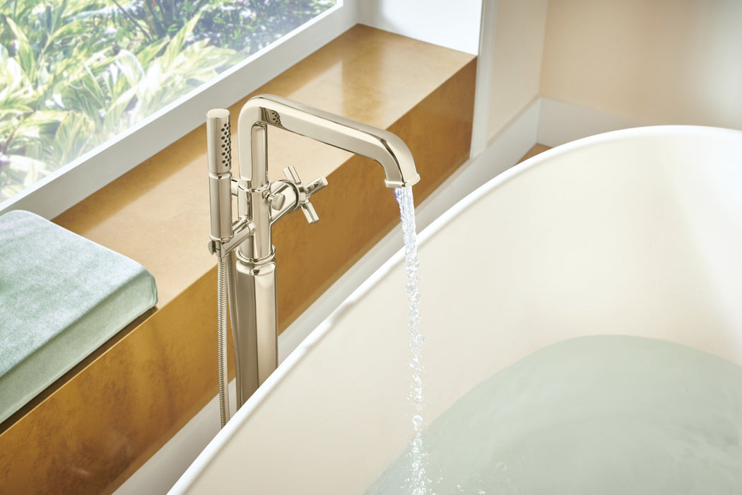 Brizo Invari HX7076 Single-Handle Floor Mount Tub Filler Cross Handle Kit, polished nickel - view 3