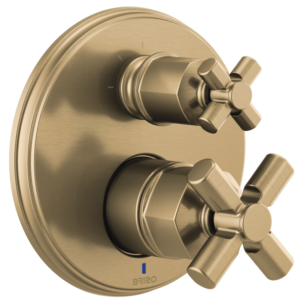 Brizo Invari HX75P76 Pressure Balance Valve with Integrated Diverter Trim Cross Handle Kit, luxe gold - view 2