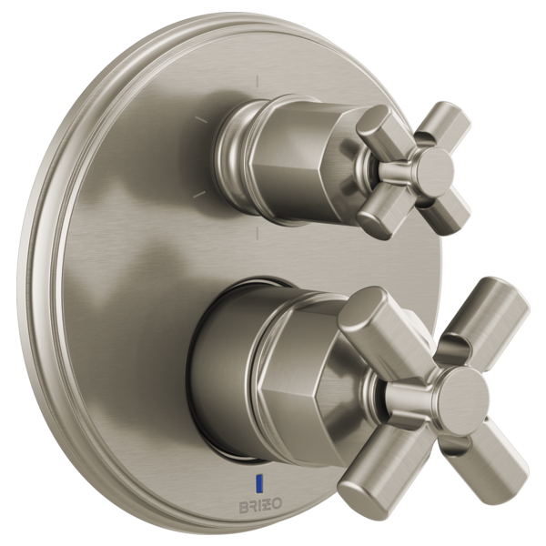 Brizo Invari HX75P76 Pressure Balance Valve with Integrated Diverter Trim Cross Handle Kit, luxe nickel - view 3