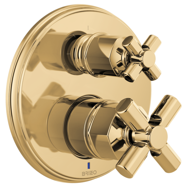 Brizo Invari HX75P76 Pressure Balance Valve with Integrated Diverter Trim Cross Handle Kit, polished gold - view 2