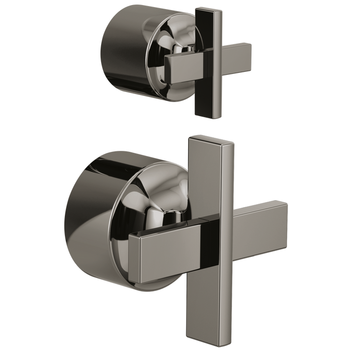 Brizo Levoir HX75P98 Pressure Balance Valve with Integrated Diverter Trim Cross Handle Kit, brilliance black onyx