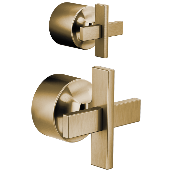 Brizo Levoir HX75P98 Pressure Balance Valve with Integrated Diverter Trim Cross Handle Kit, luxe gold
