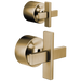 Brizo Levoir HX75P98 Pressure Balance Valve with Integrated Diverter Trim Cross Handle Kit, luxe gold