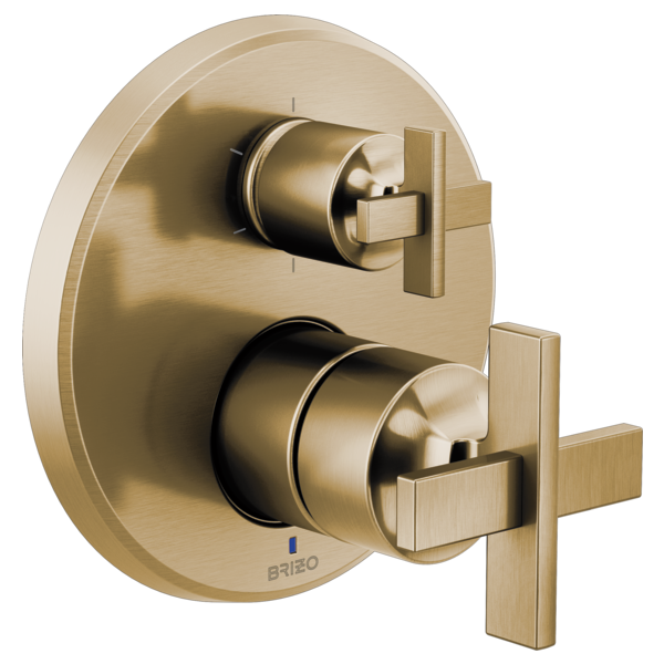 Brizo Levoir HX75P98 Pressure Balance Valve with Integrated Diverter Trim Cross Handle Kit, luxe gold - view 4